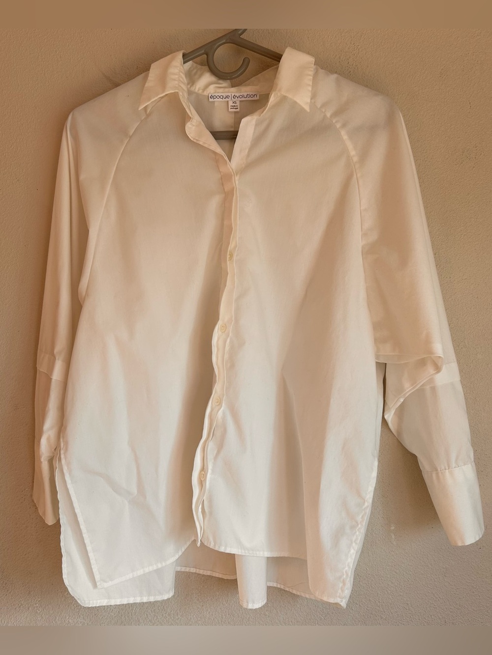 Epoque Evolution White Button Down Long Sleeve Blouse Sz XS Oversized